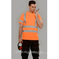 EN 20471 col rond haute visibilité Hi Vis travail T-shirts avec des bandes réfléchissantes